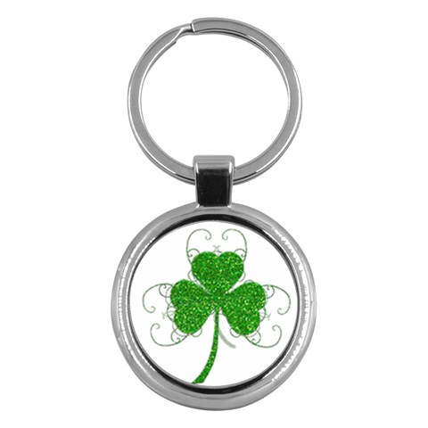 Sparkly Clover Leaves Key Chain (Round) from ArtsNow.com Front