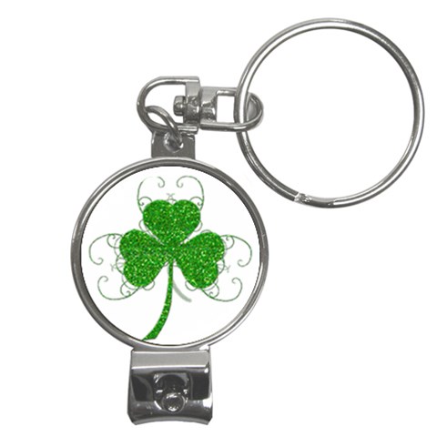 Sparkly Clover Leaves Nail Clippers Key Chain from ArtsNow.com Front