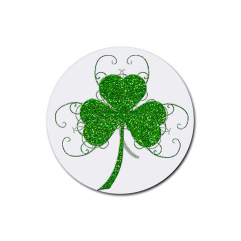 Sparkly Clover Leaves Rubber Round Coaster (4 pack) from ArtsNow.com Front