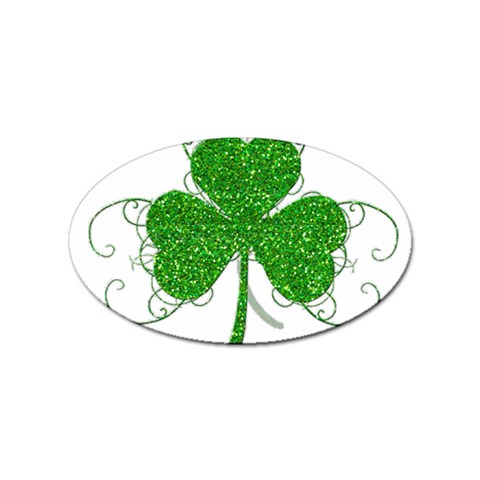 Sparkly Clover Leaves Sticker (Oval) from ArtsNow.com Front