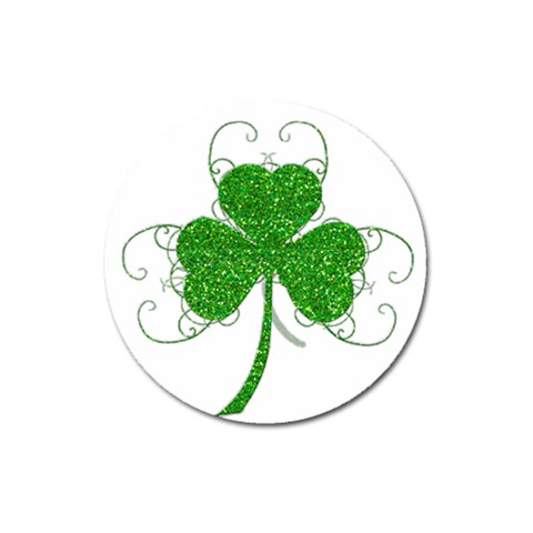 Sparkly Clover Leaves Magnet 3  (Round) from ArtsNow.com Front