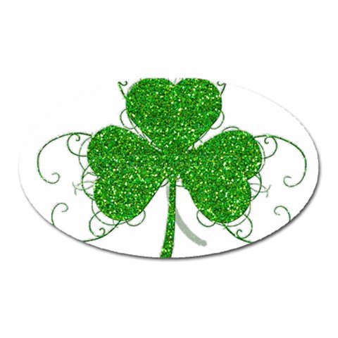 Sparkly Clover Leaves Magnet (Oval) from ArtsNow.com Front