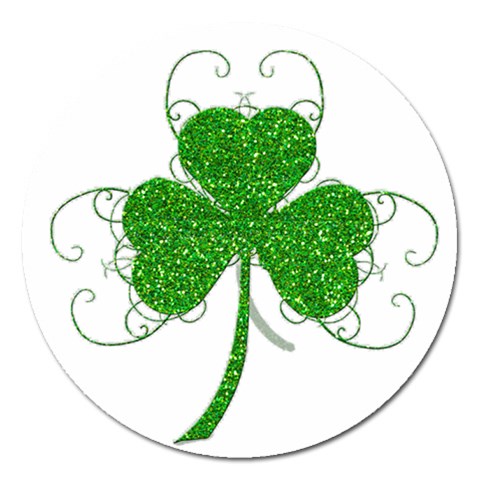 Sparkly Clover Leaves Magnet 5  (Round) from ArtsNow.com Front