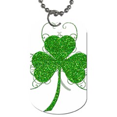 Sparkly Clover Leaves Dog Tag (Two Sides) from ArtsNow.com Front