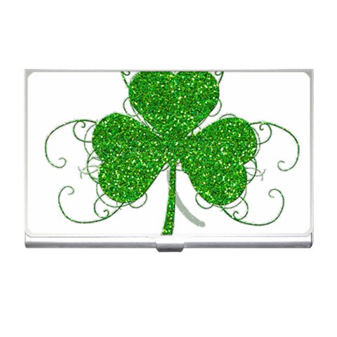 Sparkly Clover Leaves Business Card Holder from ArtsNow.com Front