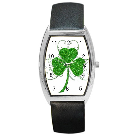 Sparkly Clover Leaves Barrel Style Metal Watch from ArtsNow.com Front