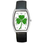 Sparkly Clover Leaves Barrel Style Metal Watch