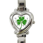 Sparkly Clover Leaves Heart Italian Charm Watch