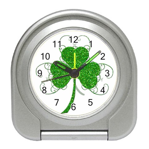 Sparkly Clover Leaves Travel Alarm Clock from ArtsNow.com Front