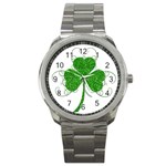 Sparkly Clover Leaves Sport Metal Watch