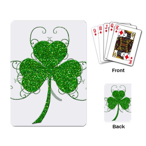 Sparkly Clover Leaves Playing Cards Single Design from ArtsNow.com Back