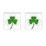 Sparkly Clover Leaves Cufflinks (Square)