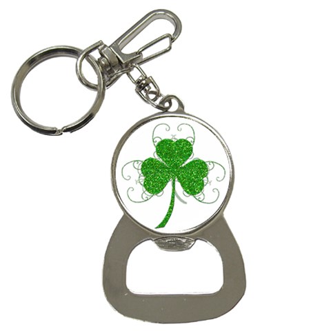 Sparkly Clover Leaves Bottle Opener Key Chain from ArtsNow.com Front