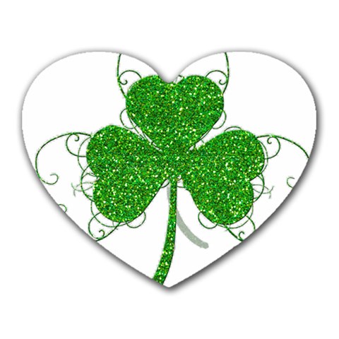 Sparkly Clover Leaves Mousepad (Heart) from ArtsNow.com Front