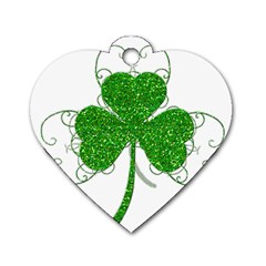 Sparkly Clover Leaves Dog Tag Heart (Two Sides) from ArtsNow.com Front