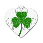 Sparkly Clover Leaves Dog Tag Heart (Two Sides)