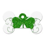 Sparkly Clover Leaves Dog Tag Bone (One Side)