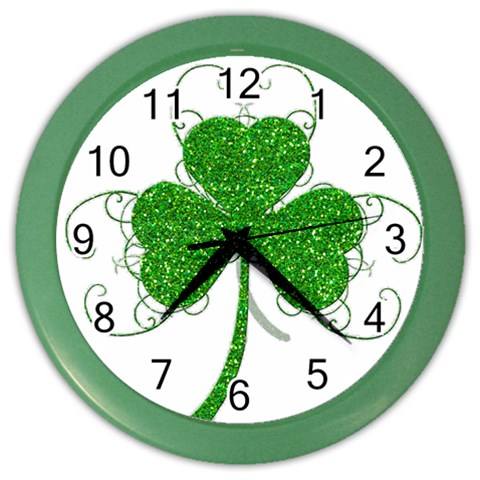 Sparkly Clover Leaves Color Wall Clock from ArtsNow.com Front