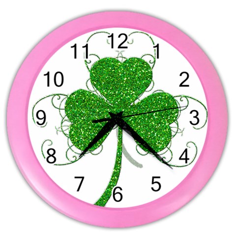 Sparkly Clover Leaves Color Wall Clock from ArtsNow.com Front