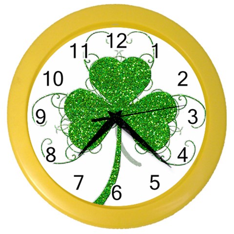 Sparkly Clover Leaves Color Wall Clock from ArtsNow.com Front