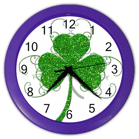 Sparkly Clover Leaves Color Wall Clock from ArtsNow.com Front