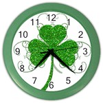 Sparkly Clover Leaves Color Wall Clock