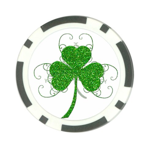 Sparkly Clover Leaves Poker Chip Card Guard from ArtsNow.com Front