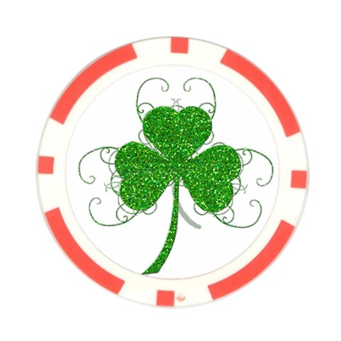 Sparkly Clover Leaves Poker Chip Card Guard from ArtsNow.com Front