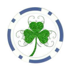 Sparkly Clover Leaves Poker Chip Card Guard from ArtsNow.com Front