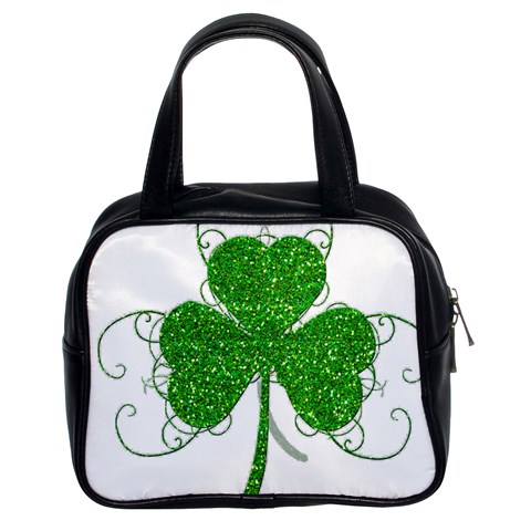 Sparkly Clover Leaves Classic Handbag (Two Sides) from ArtsNow.com Front