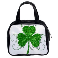 Sparkly Clover Leaves Classic Handbag (Two Sides) from ArtsNow.com Front