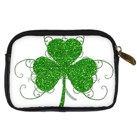 Sparkly Clover Leaves Digital Camera Leather Case from ArtsNow.com Back