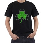 Sparkly Clover Leaves Black T-Shirt