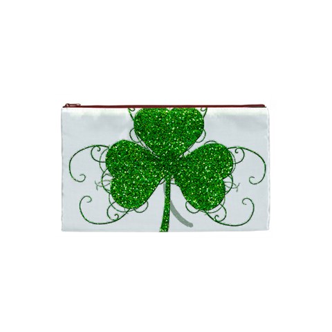 Sparkly Clover Leaves Cosmetic Bag (Small) from ArtsNow.com Front