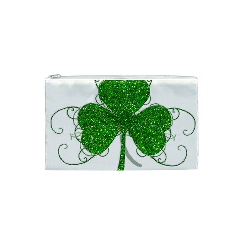 Sparkly Clover Leaves Cosmetic Bag (Small) from ArtsNow.com Front