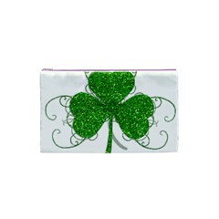 Sparkly Clover Leaves Cosmetic Bag (Small) from ArtsNow.com Front