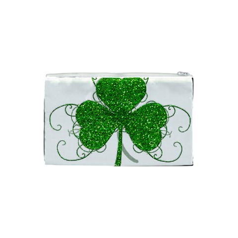 Sparkly Clover Leaves Cosmetic Bag (Small) from ArtsNow.com Back