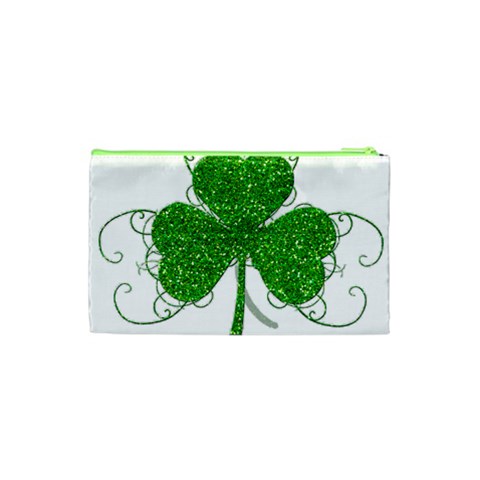 Sparkly Clover Leaves Cosmetic Bag (Small) from ArtsNow.com Back