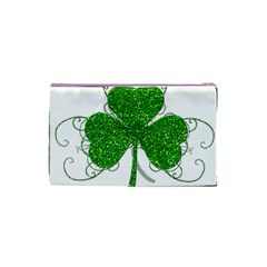 Sparkly Clover Leaves Cosmetic Bag (Small) from ArtsNow.com Back