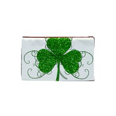 Sparkly Clover Leaves Cosmetic Bag (Small) from ArtsNow.com Back