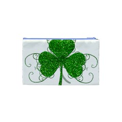 Sparkly Clover Leaves Cosmetic Bag (Small) from ArtsNow.com Back