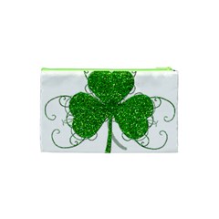 Sparkly Clover Leaves Cosmetic Bag (Small) from ArtsNow.com Back