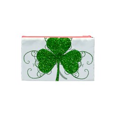 Sparkly Clover Leaves Cosmetic Bag (Small) from ArtsNow.com Back