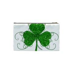 Sparkly Clover Leaves Cosmetic Bag (Small) from ArtsNow.com Back