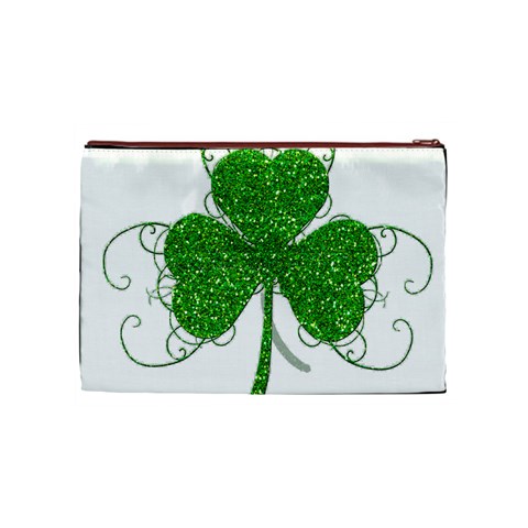 Sparkly Clover Leaves Cosmetic Bag (Medium) from ArtsNow.com Front