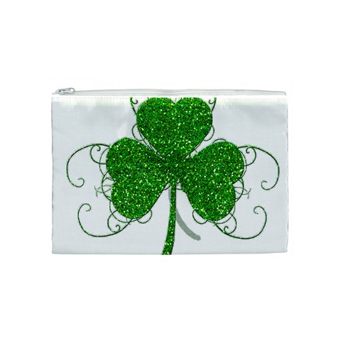 Sparkly Clover Leaves Cosmetic Bag (Medium) from ArtsNow.com Front