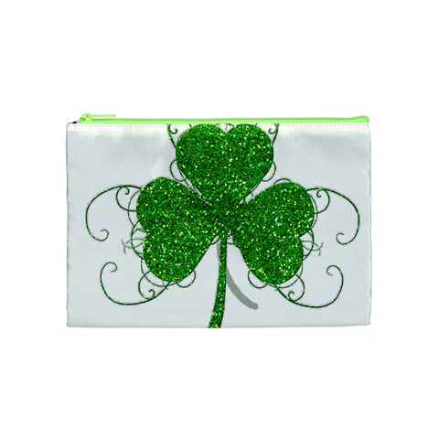 Sparkly Clover Leaves Cosmetic Bag (Medium) from ArtsNow.com Front