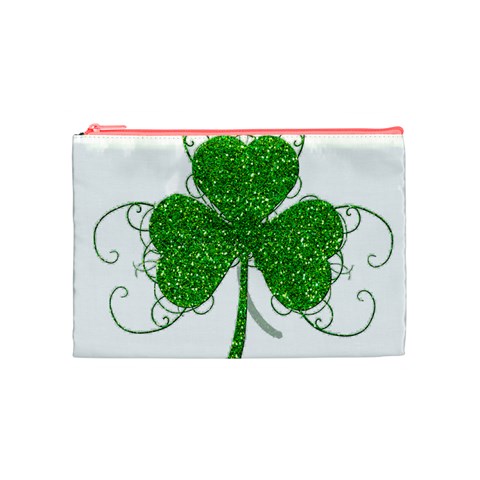 Sparkly Clover Leaves Cosmetic Bag (Medium) from ArtsNow.com Front