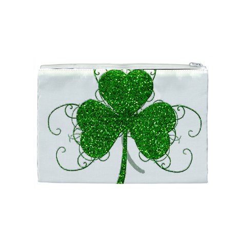 Sparkly Clover Leaves Cosmetic Bag (Medium) from ArtsNow.com Back