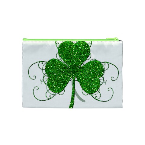 Sparkly Clover Leaves Cosmetic Bag (Medium) from ArtsNow.com Back